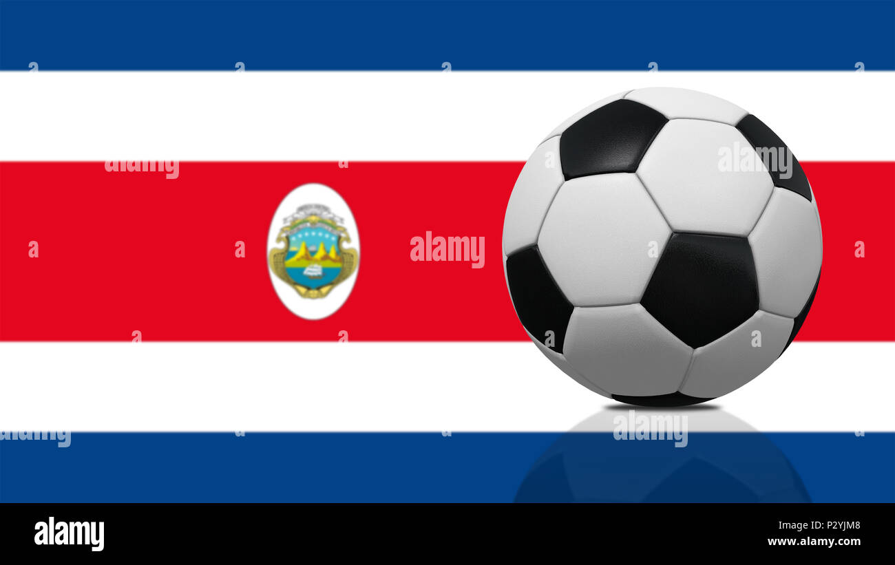 Ballon de football réaliste sur le Costa Rica flag background. Banque D'Images