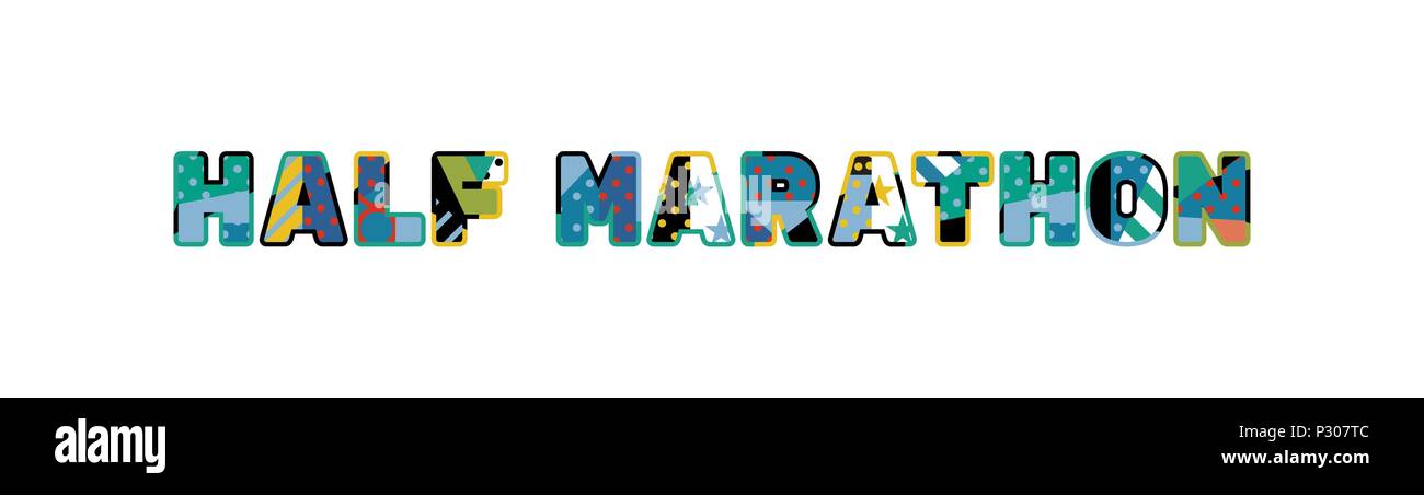 Le mot Demi-marathon concept écrit en abrégé colorés de la typographie. 10 EPS vectoriel disponible. Illustration de Vecteur
