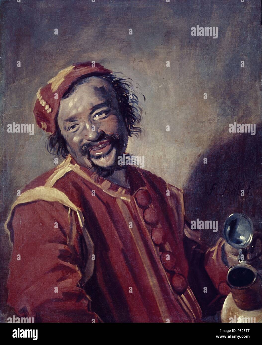 Le Jolly Reveler - 1640/43 - 75x61,5 cm - Huile sur toile. Auteur : Frans Hals (ch. 1580-1666). Emplacement : Rijksmuseum, Amsterdam, HOLANDA. Également connu sous le nom de : EL ALEGRE. BORRACHIN Banque D'Images