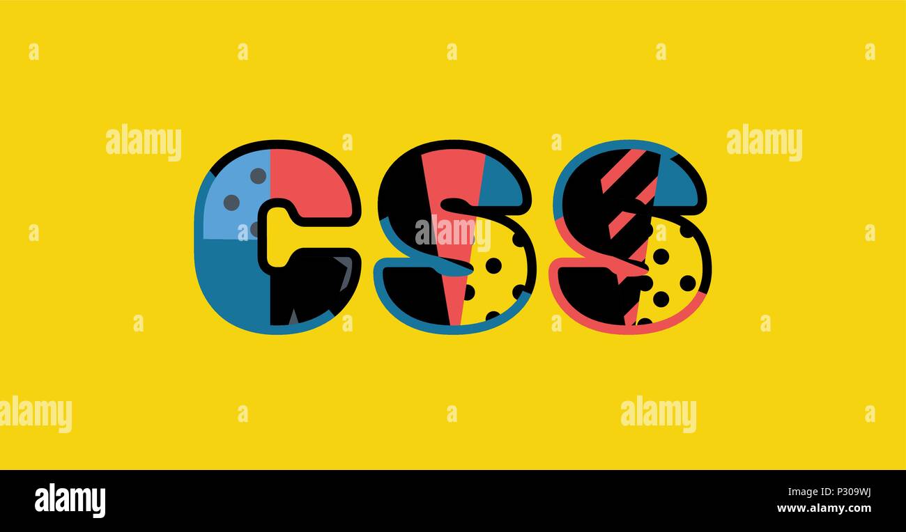 Le mot concept CSS écrit en abrégé colorés de la typographie. 10 EPS vectoriel disponible. Illustration de Vecteur
