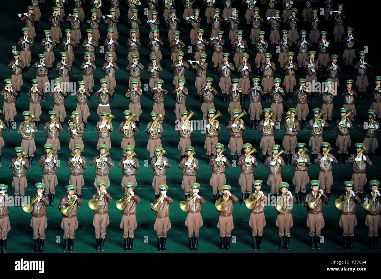 Pyongyang, Corée du Nord, à la bande de musique Festival Arirang Banque D'Images