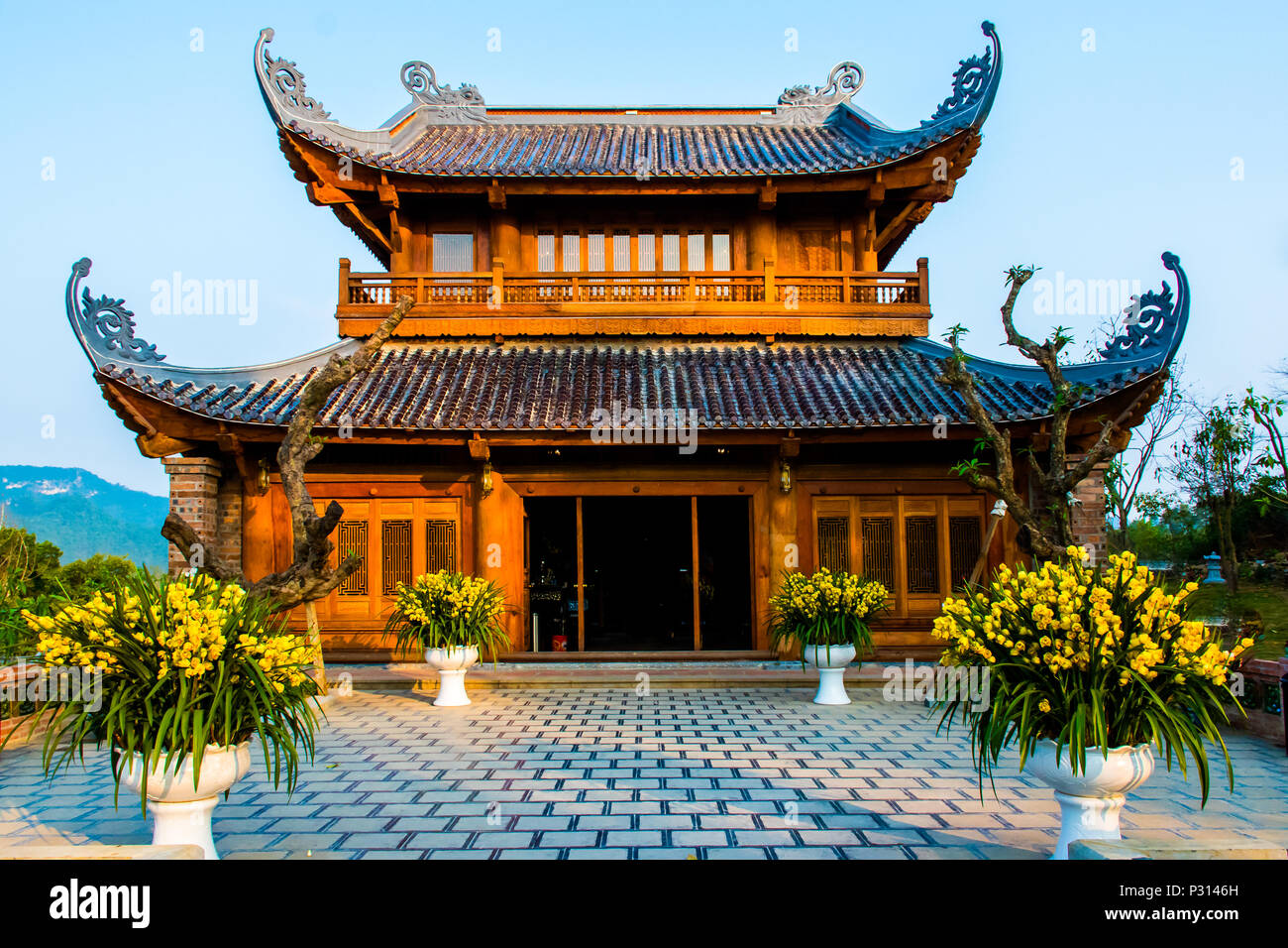 La Pagode Bai Dinh - Le biggiest temple complexe au Vietnam, Trang An, Ninh Binh Banque D'Images