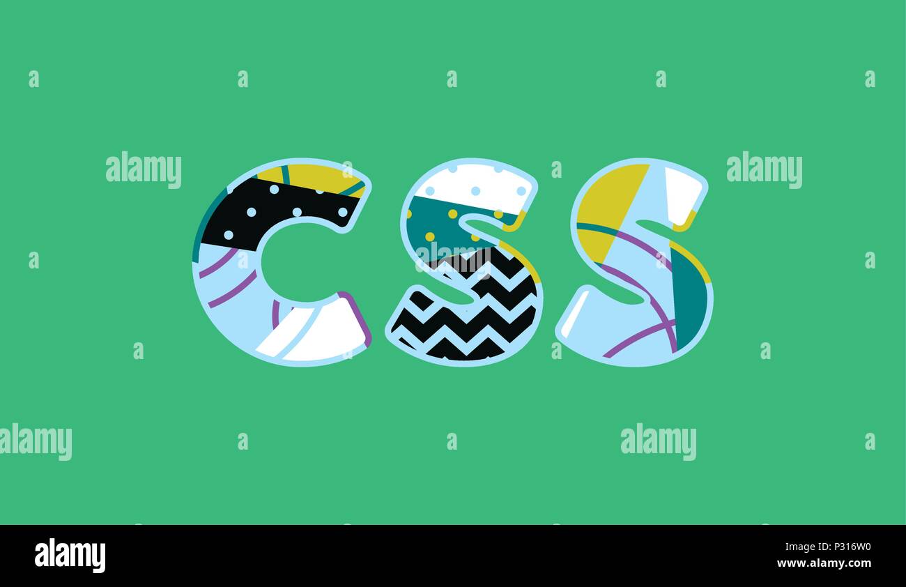 Le mot concept CSS écrit en abrégé colorés de la typographie. 10 EPS vectoriel disponible. Illustration de Vecteur
