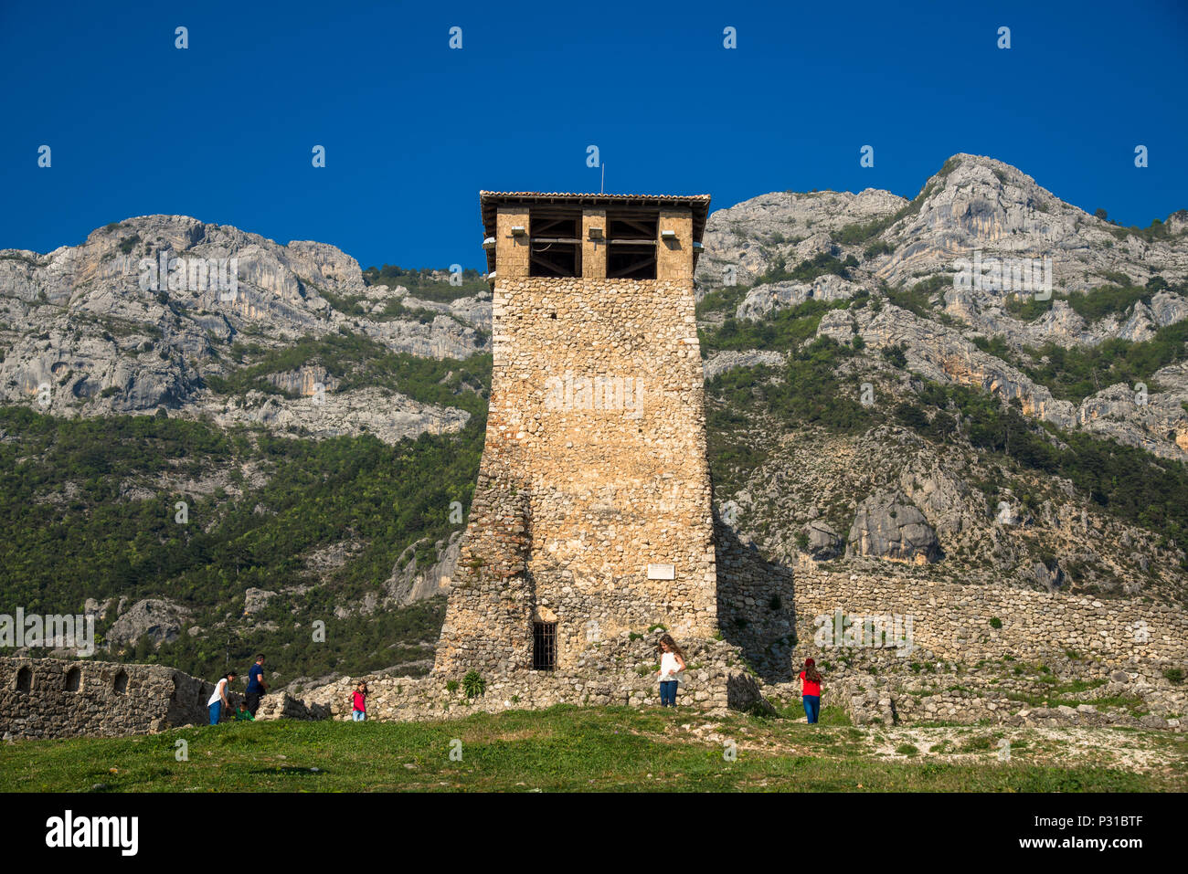 Tour au reste de la forteresse de Saranda, Albanie Banque D'Images