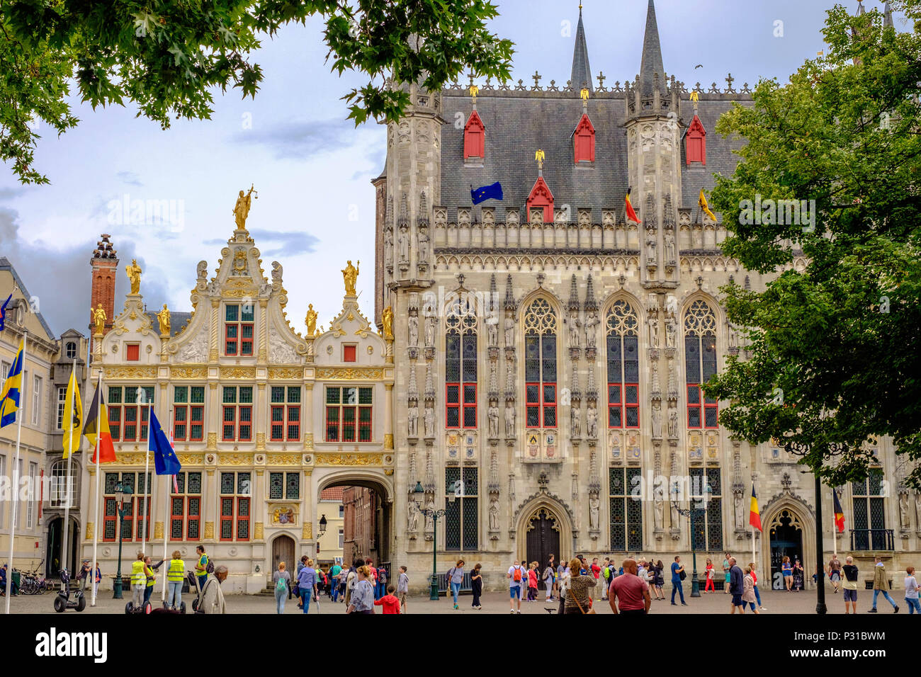 L'hôtel de ville et de l'ancien registre civique de Bruges sont très bien préservés. Ces bâtiments font partie de 'place Burg' dans le centre médiéval. Banque D'Images