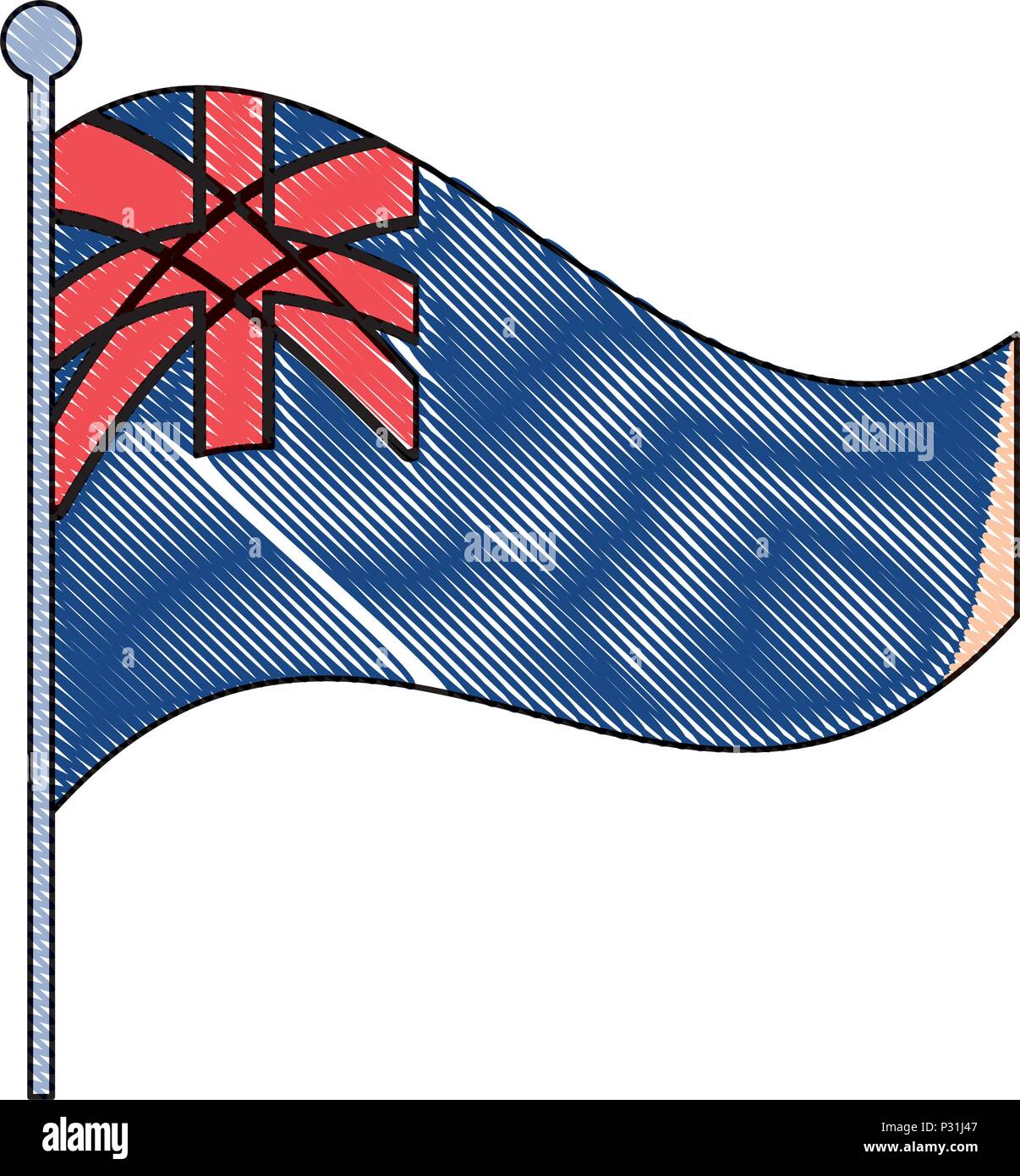 En agitant l'icône du drapeau australien sur fond blanc, design coloré. vector illustration Illustration de Vecteur