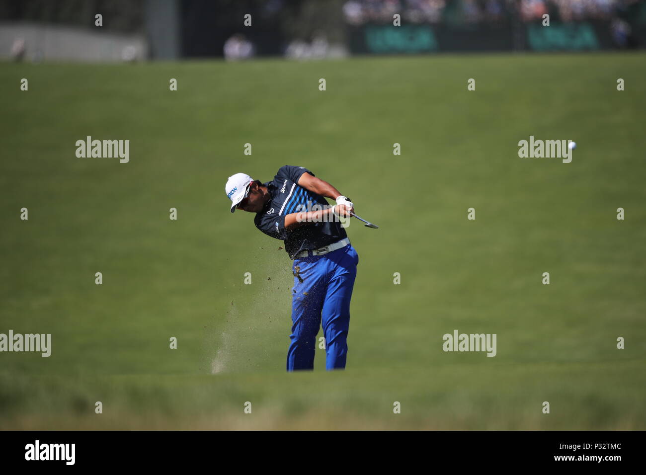 Hideki Matsuyama japonaise au cours de la troisième série de la 118e championnat ouvert aux États-Unis à l'Shinnecock Hills Golf Club à Southampton, New York, États-Unis, le 16 juin 2018. Credit : Koji Aoki/AFLO SPORT/Alamy Live News Banque D'Images