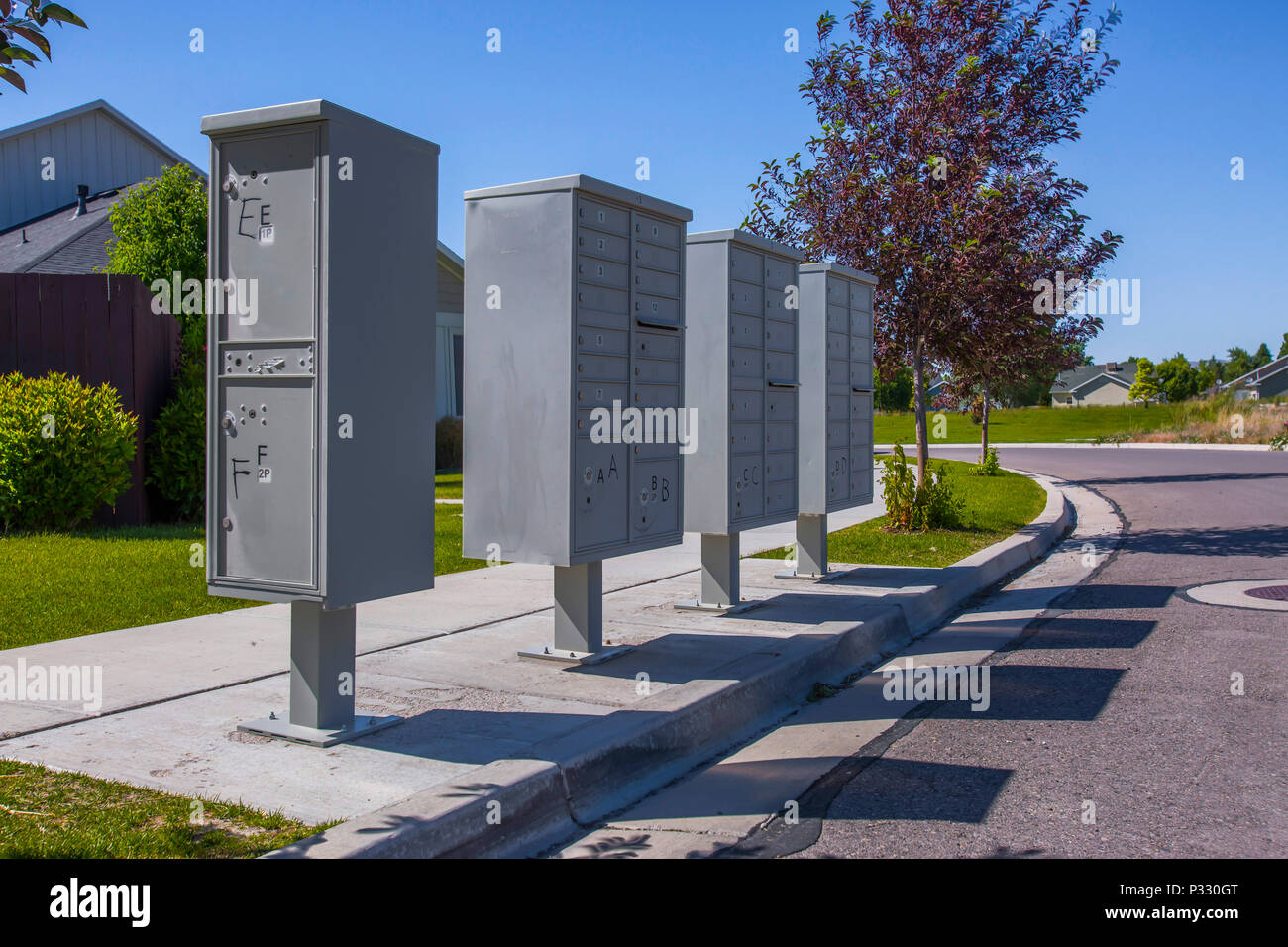 Boîtes aux lettres dans complexe dans l'Utah Valley Banque D'Images
