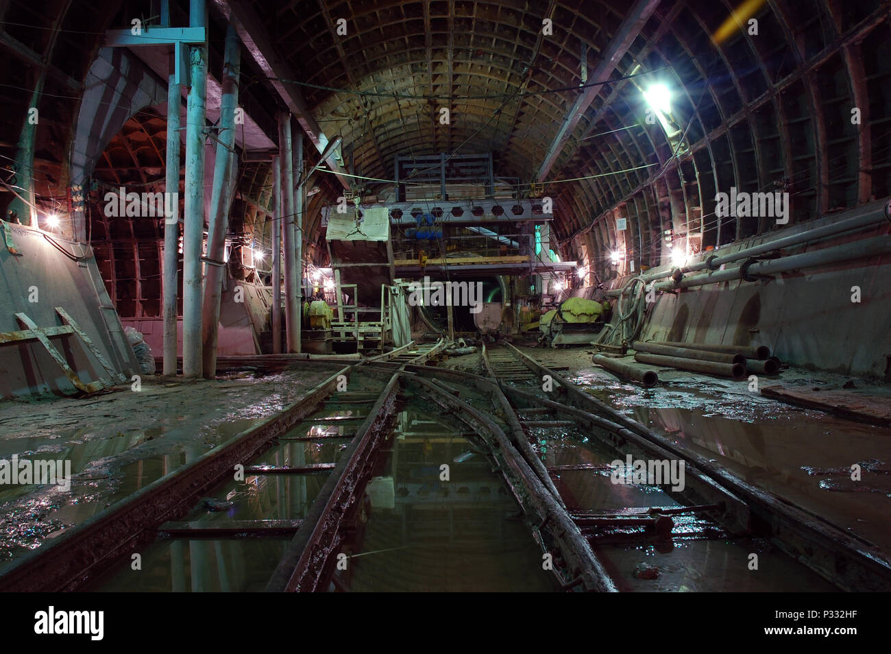 La construction du tunnel du métro. Banque D'Images