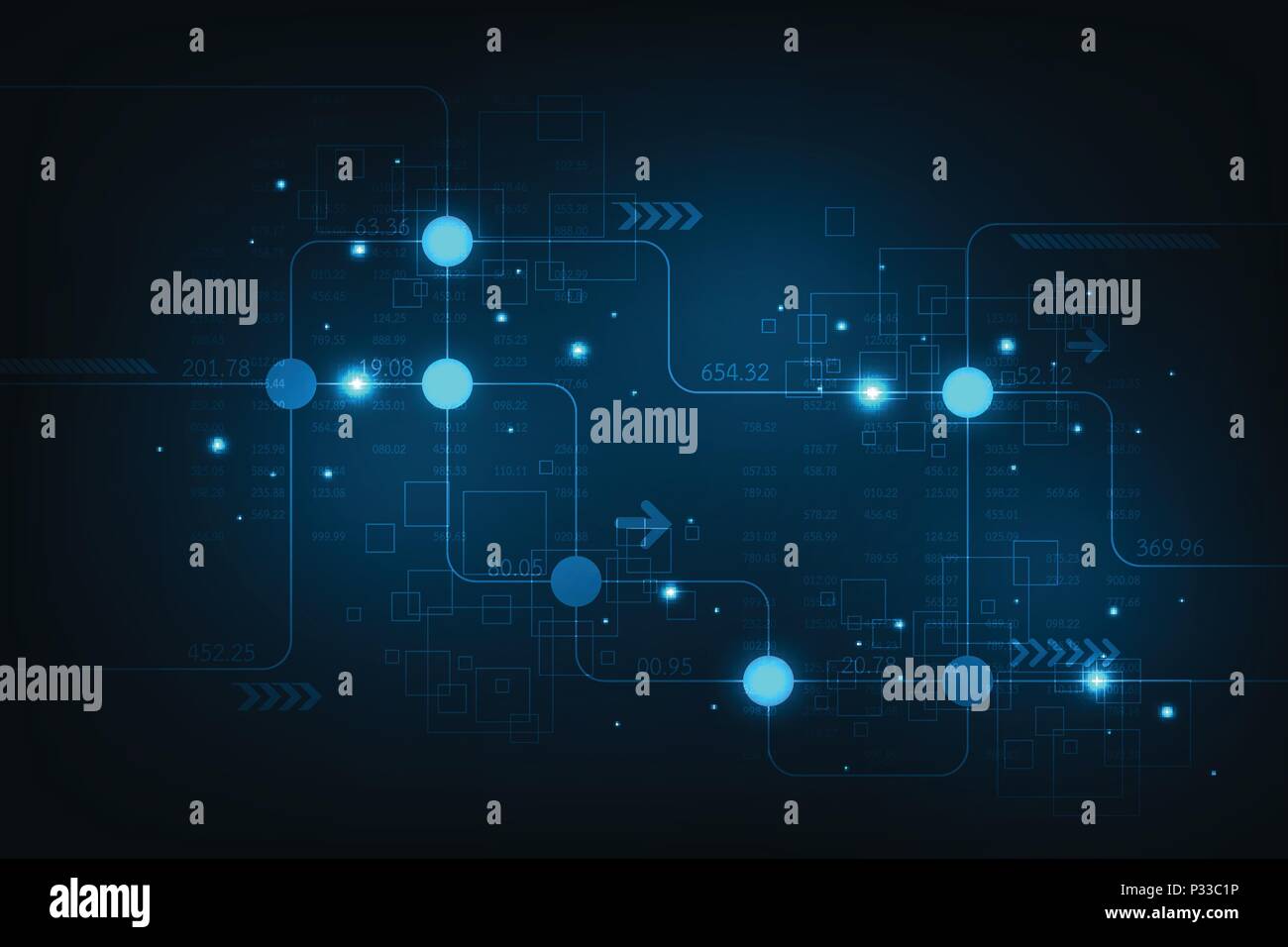 La conception de circuits électroniques en arrière-plan la notion de technologie. Illustration de Vecteur