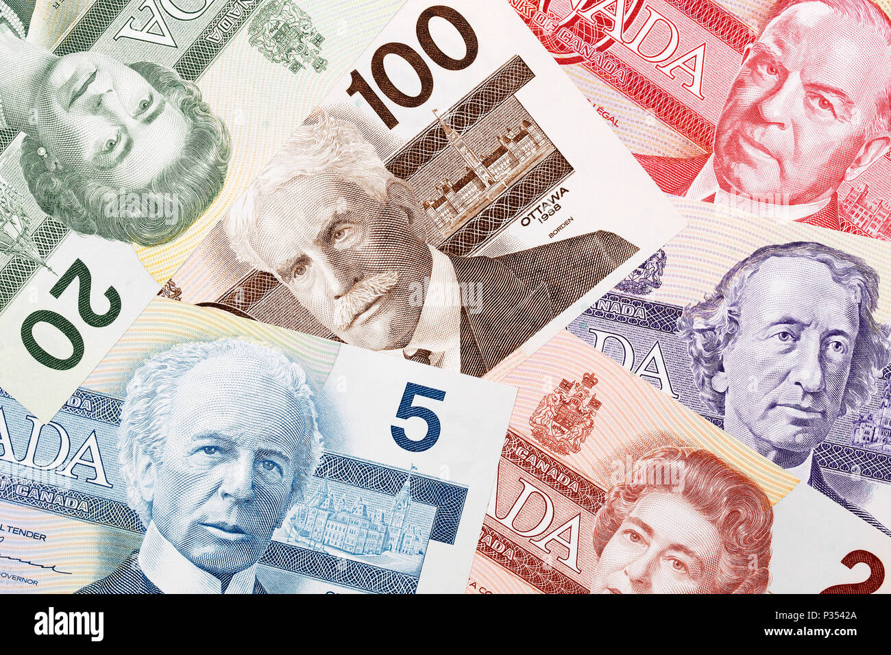 L'argent canadien, un arrière-plan Banque D'Images