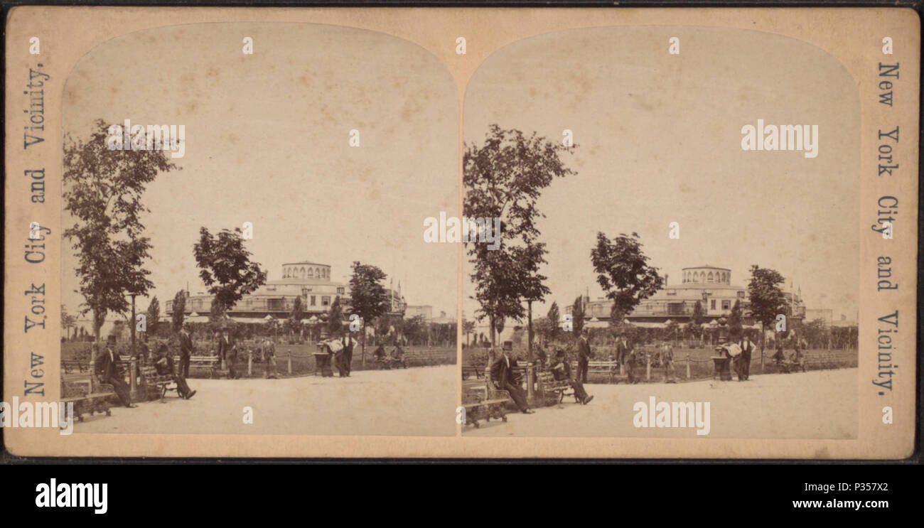 55 Jardin du Château (des gens assis sur des bancs), de Robert N. Dennis collection de vues stéréoscopiques Banque D'Images