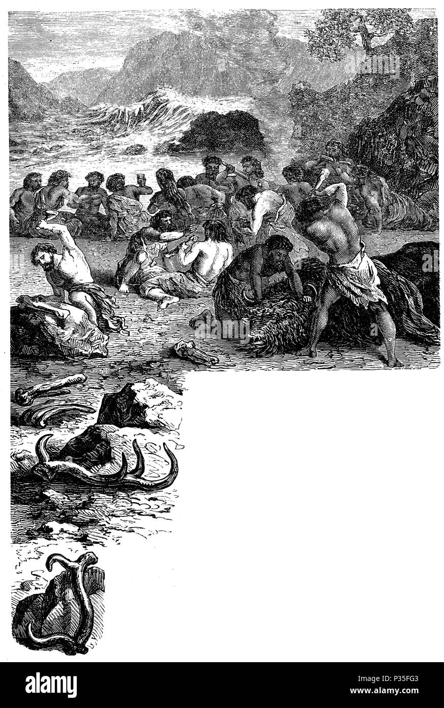 Festivités à l'époque préhistorique, 1874 Banque D'Images