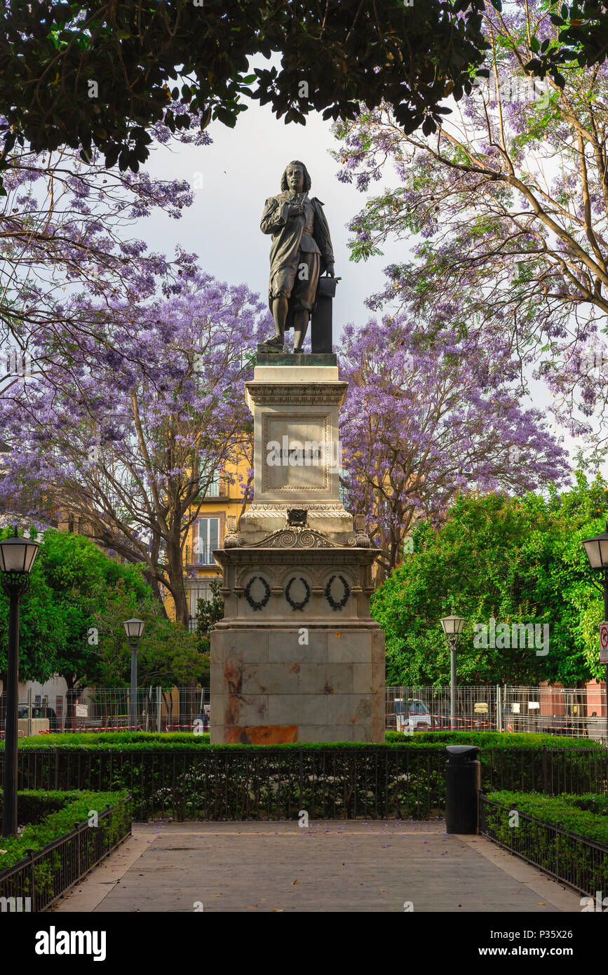 Murillo Séville Espagne, statue de l'artiste espagnol Murillo sur la Plaza del Museo à côté du Museo de Bellas Artes à Séville - Séville - Espagne. Banque D'Images