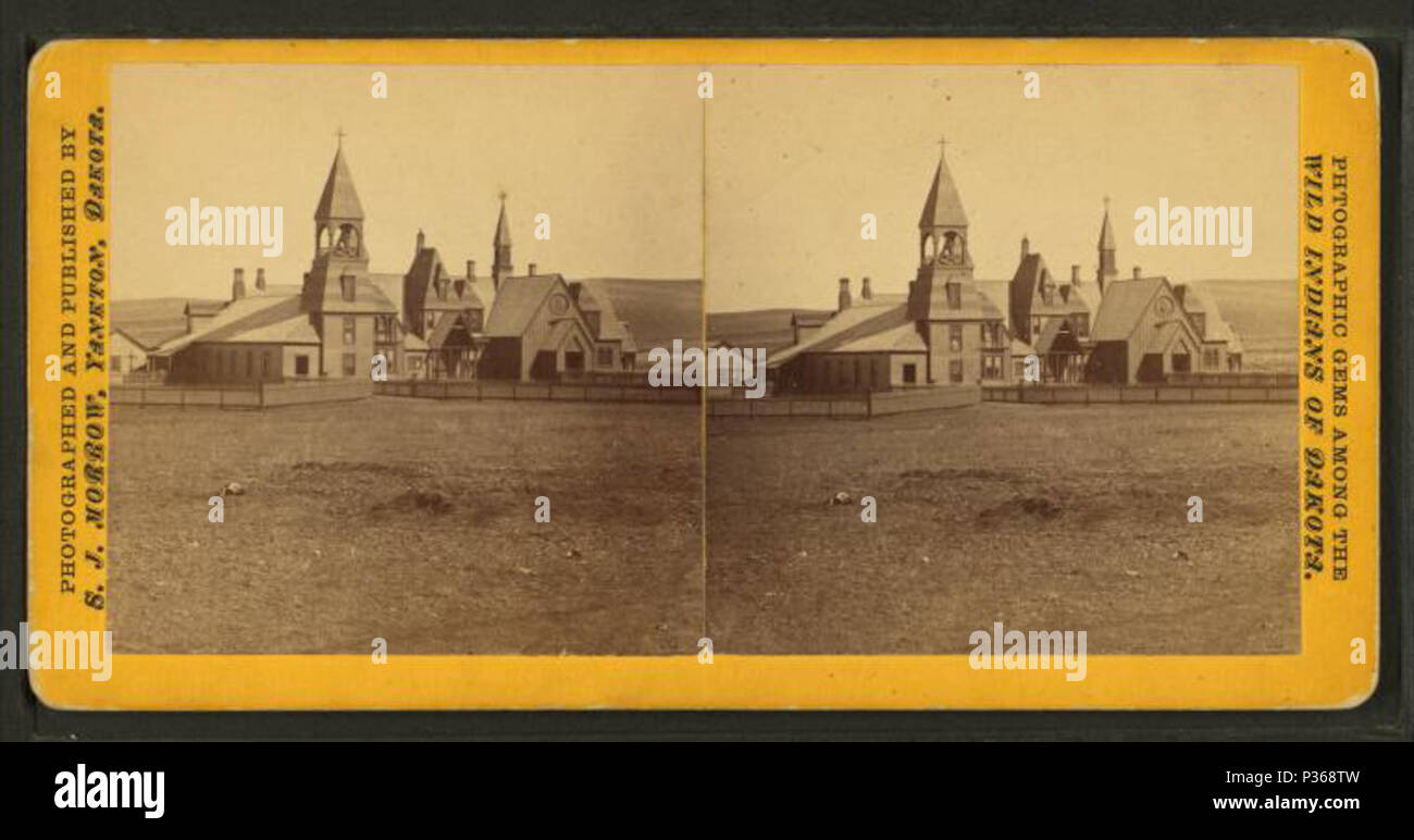 . L'église et la mission house. Couverture : 1870 ?-1880 ?. Mentions légales Source : Yankton, S.D. : S.J. Morrow, 1870 ?-1880 ?. Point numérique publié le 6-15-2005 ; mise à jour 2-13-2009. 64 L'Église et la mission house, par Stanley J. Morrow Banque D'Images