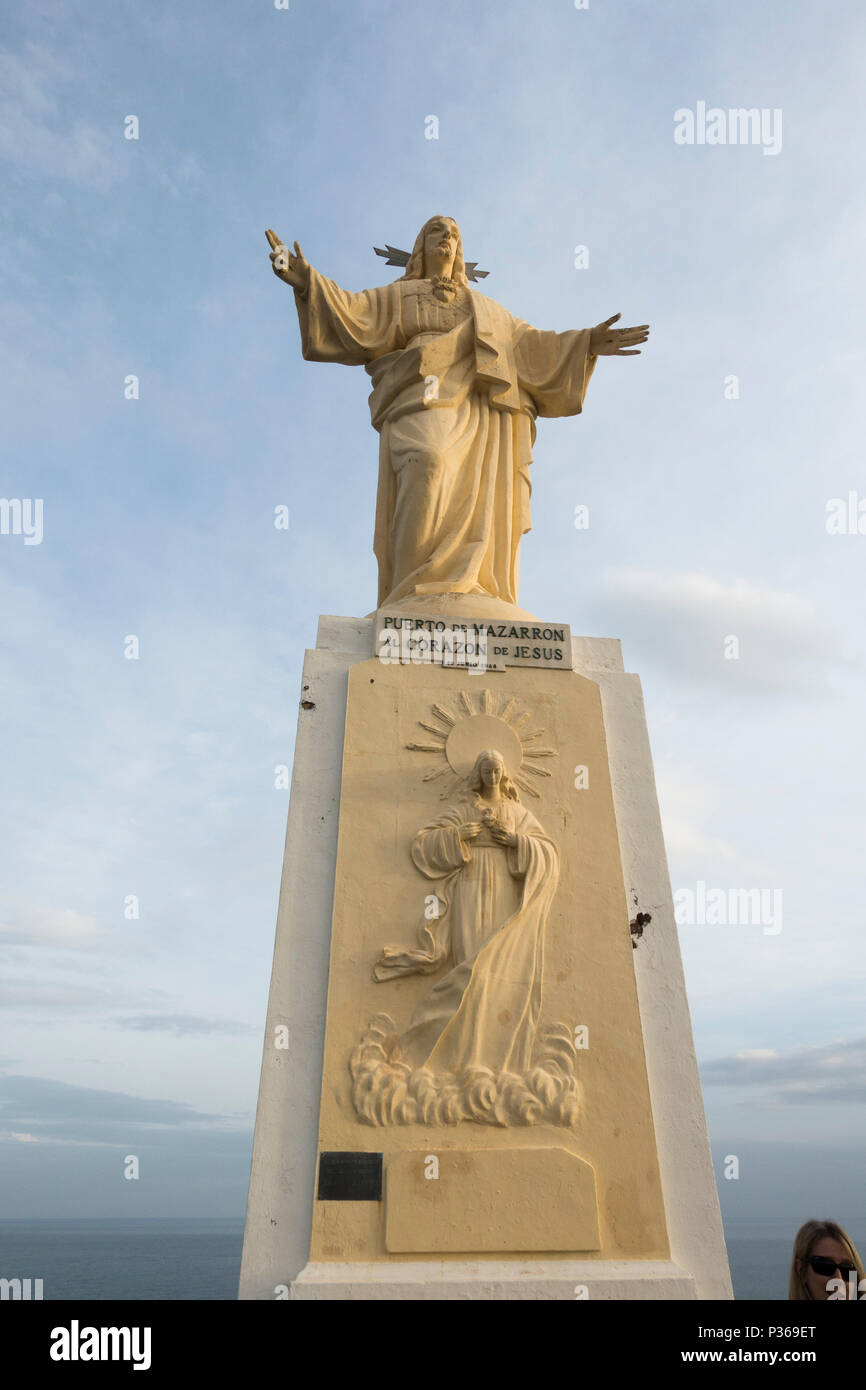 Jésus Christ Statue, Puerto de Mazarrón, Murcia, Costa Blanca, Espagne. Banque D'Images