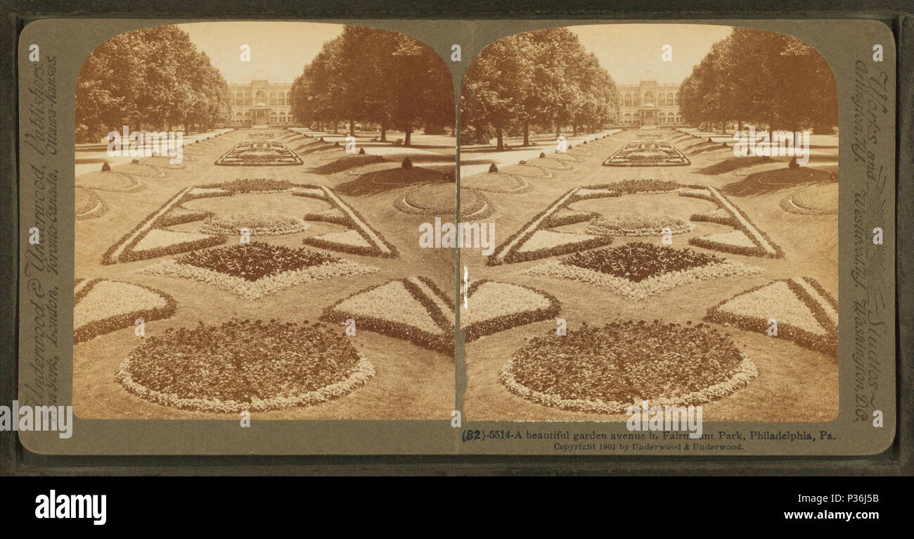 10 Un beau jardin avenue à Fairmount Park, Philadelphie, PA, à partir de Robert N. Dennis collection de vues stéréoscopiques Banque D'Images