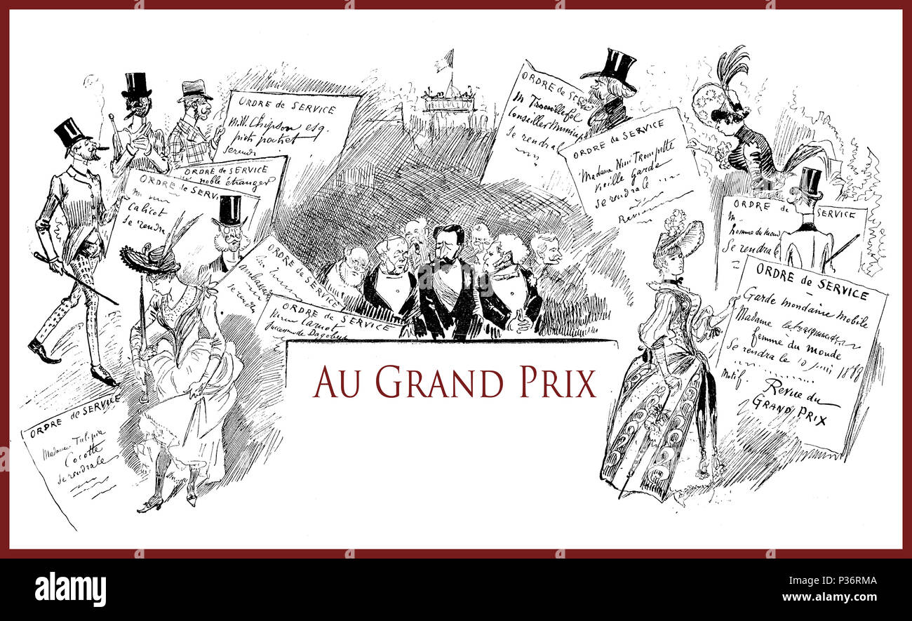 Magazine satirique français La vie Parisienne 1888, Grand Prix,des invitations à des événements et de préparation de commande de service, d'humour, caricatures, portraits Banque D'Images
