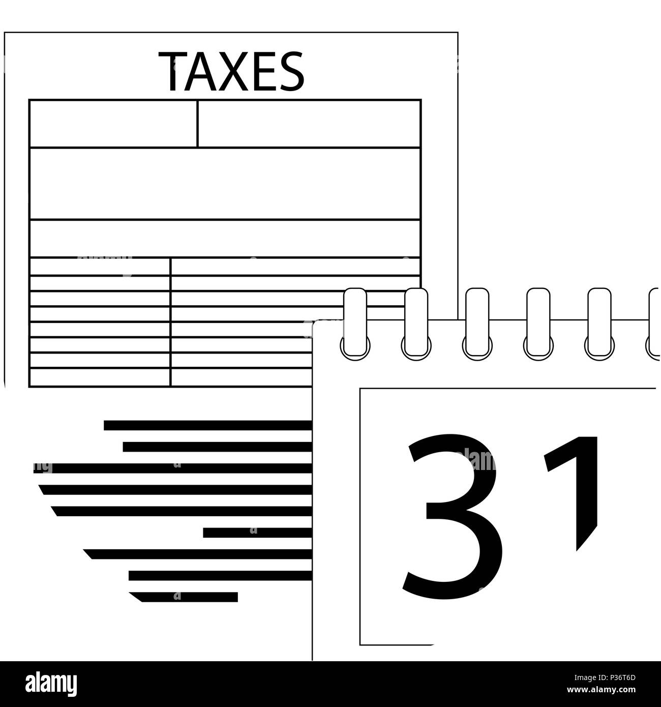 Journée d'impôt ligne de l'icône. Le scénario date limite pour payer l'impôt illustration Illustration de Vecteur