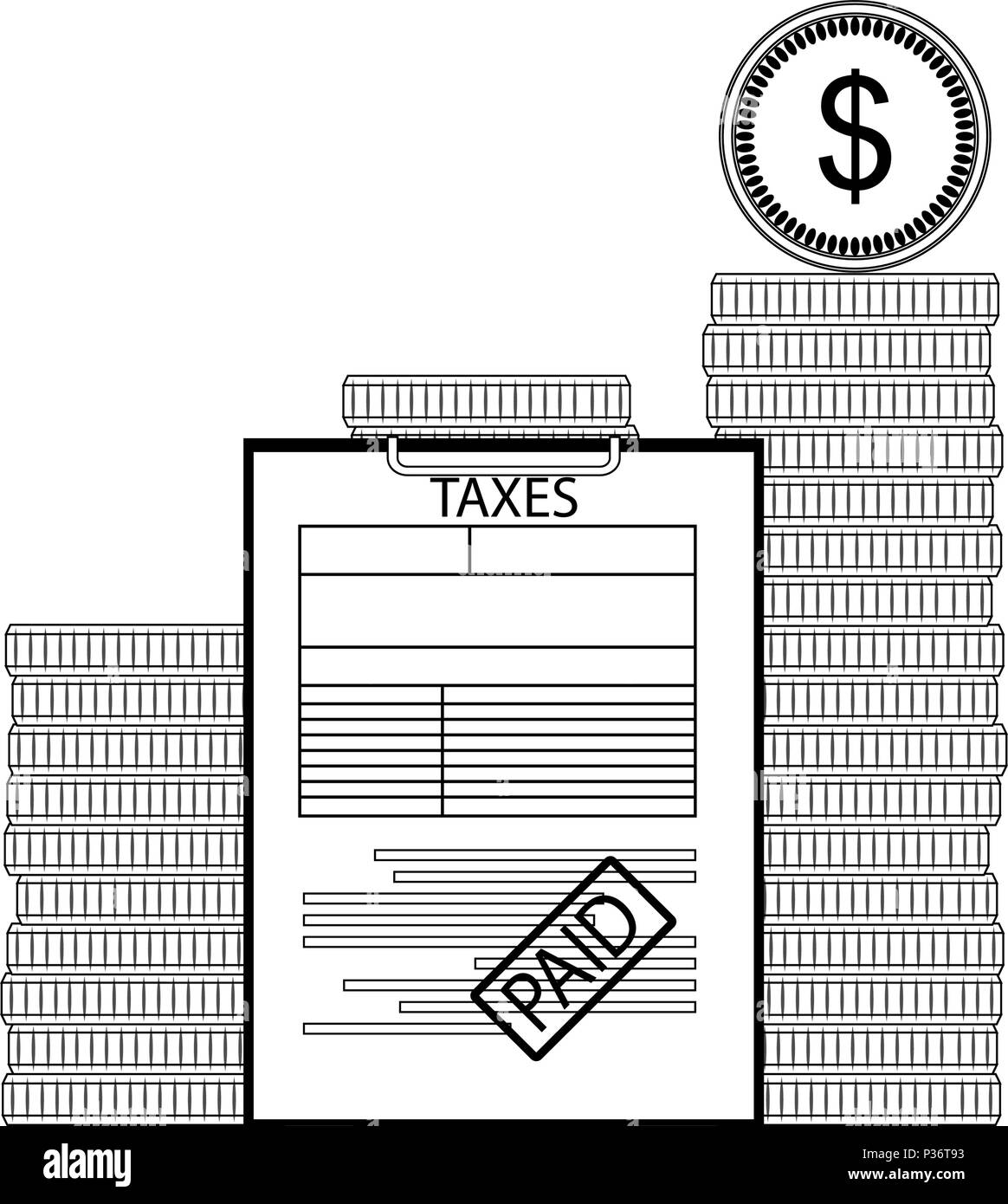 Impôts payés concept. Fiscalité et économie, banque, finance l'échange. Vector illustration Illustration de Vecteur
