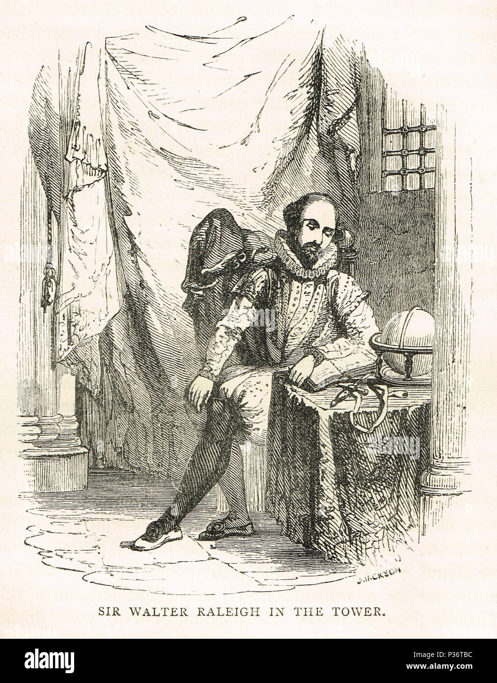 Sir Walter Raleigh, emprisonné dans la tour, 1604-16 Banque D'Images