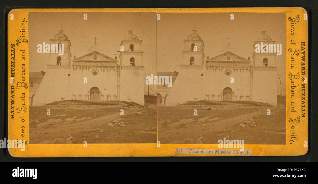 . Église de la Mission franciscaine. Titre alternatif : Vues de Santa Barbara et environs du 30. Création : ca. 1875. Couverture : ca. 1875. Point numérique publié le 8-31-2005 ; mise à jour 2-12-2009. 111 Mission franciscaine, de l'Église par Hayward &AMP ; Muzzall Banque D'Images