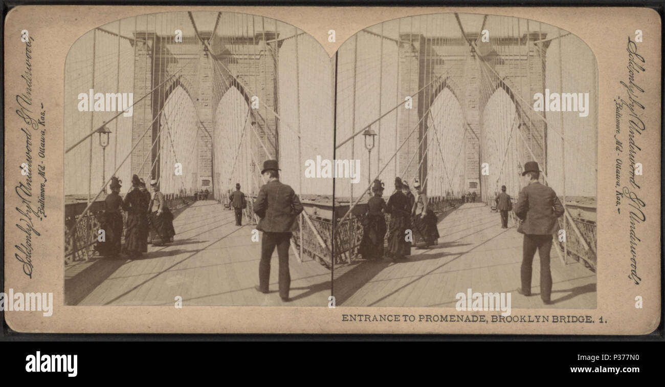 . Entrée de Promenade, pont de Brooklyn. Référence : [1867 ?-1910 ?]. Article publié le 4-12-2006 numérique ; mis à jour le 6-25-2010. 97 Entrée de Promenade, pont de Brooklyn, de Robert N. Dennis collection de vues stéréoscopiques Banque D'Images