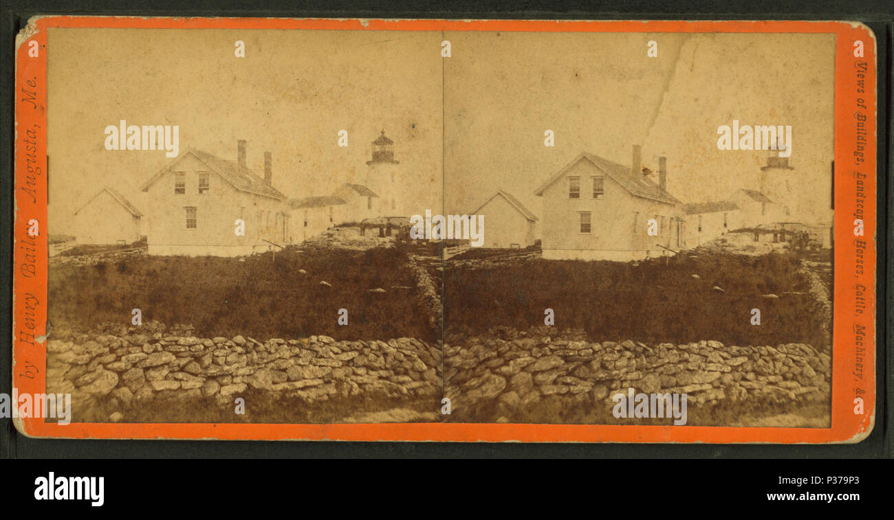 11 Un phare, avec rock fence et maison en premier plan, par Henry Bailey Banque D'Images