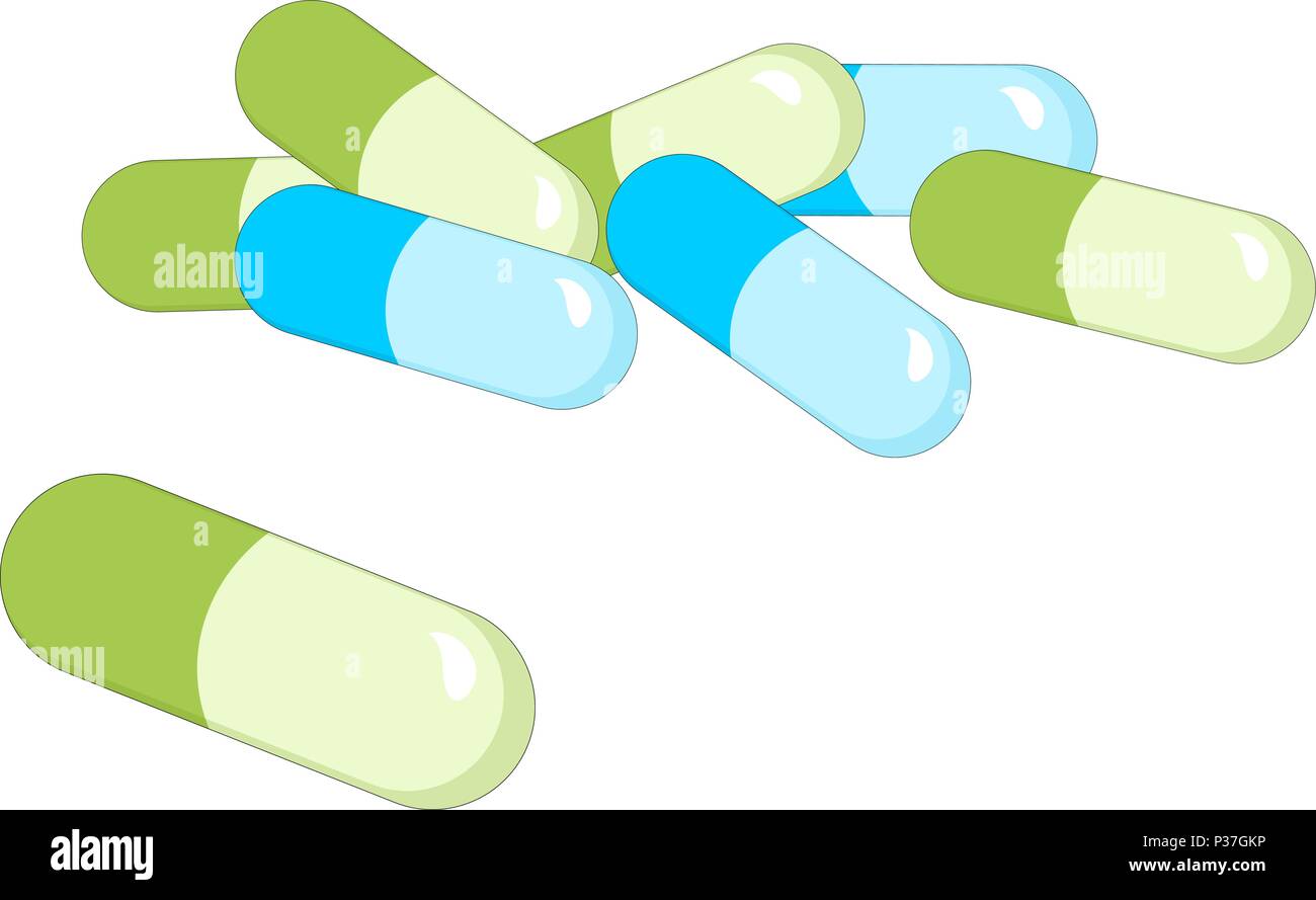 Médicaments et pilules sur fond blanc, symbole médical comprimé, comprimé. Vector Illustration Illustration de Vecteur