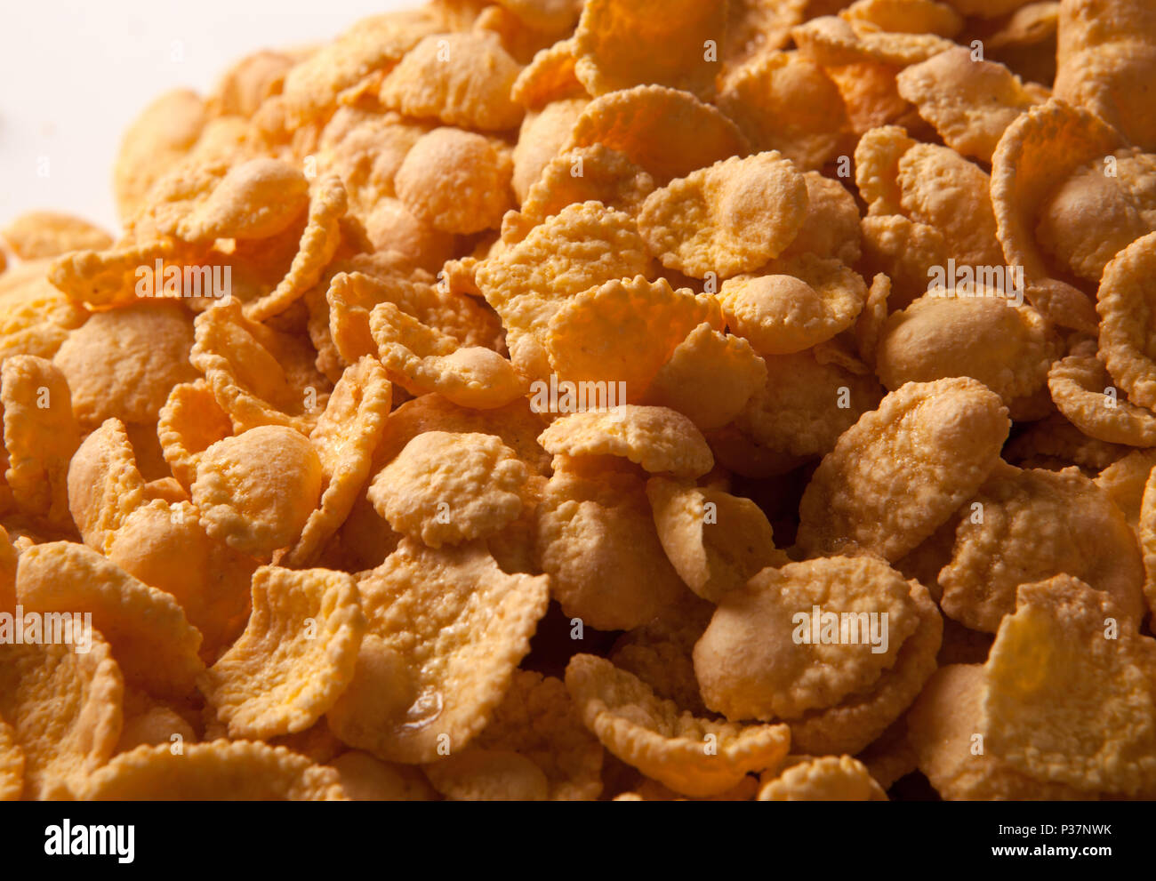 Pile de cornflakes caramel close up Banque D'Images