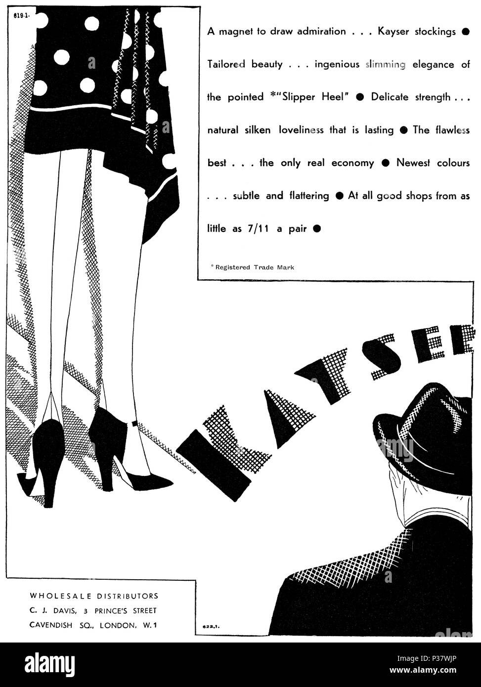 1930 La publicité pour bas de soie Kayser. Banque D'Images