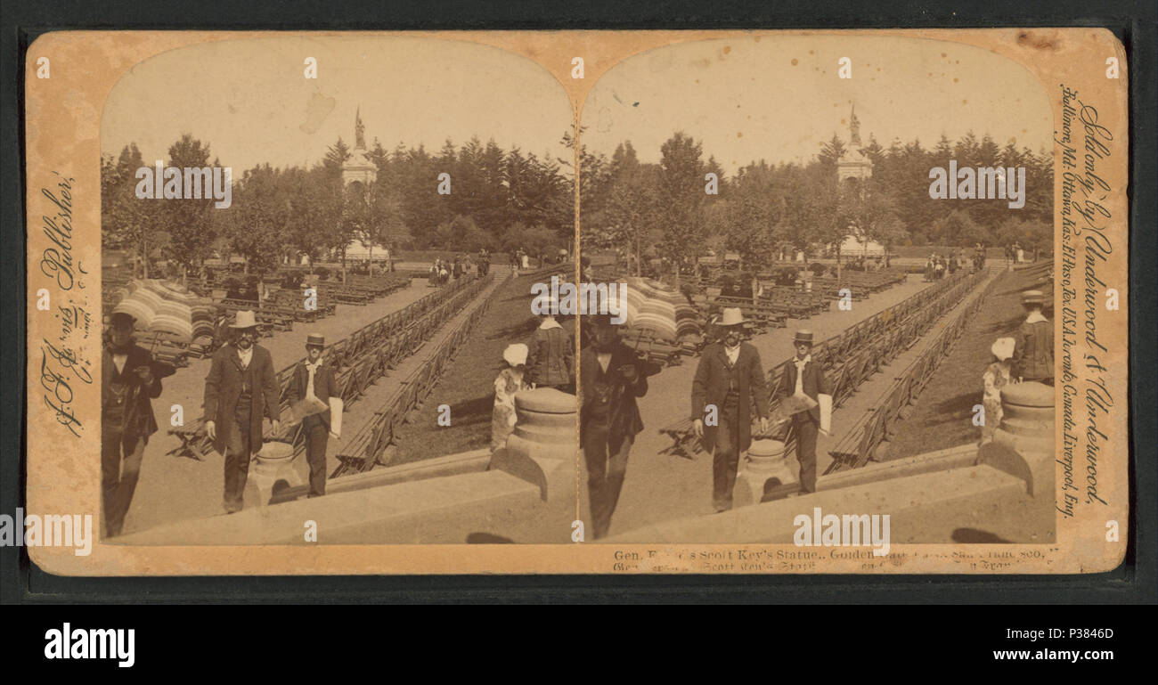 . Général. La statue de Francis Scott Key, le Golden Gate, San Francisco. Couverture : 1860 ?-1910 ?. Mentions légales Source : 1860 ?-1910 ?. Point numérique publié le 8-31-2005 ; mise à jour 2-12-2009. 122 Général. La statue de Francis Scott Key, le Golden Gate, San Francisco, à partir de Robert N. Dennis collection de vues stéréoscopiques Banque D'Images