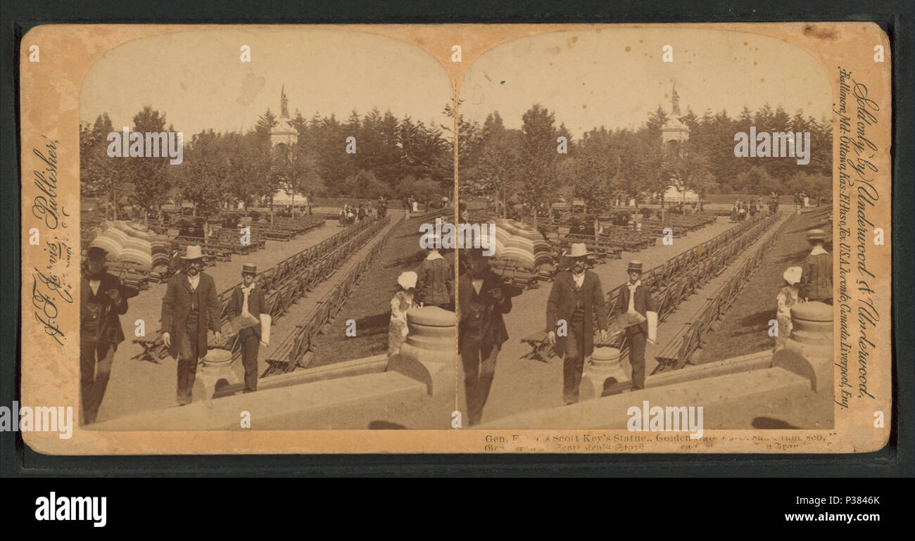 122 Général. La statue de Francis Scott Key, le Golden Gate, San Francisco, à partir de Robert N. Dennis collection de vues stéréoscopiques Banque D'Images