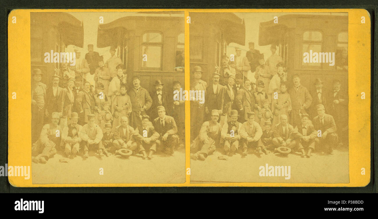 134 portrait de groupe Cheyenne sur les marches d'un train, à partir de Robert N. Dennis collection de vues stéréoscopiques Banque D'Images