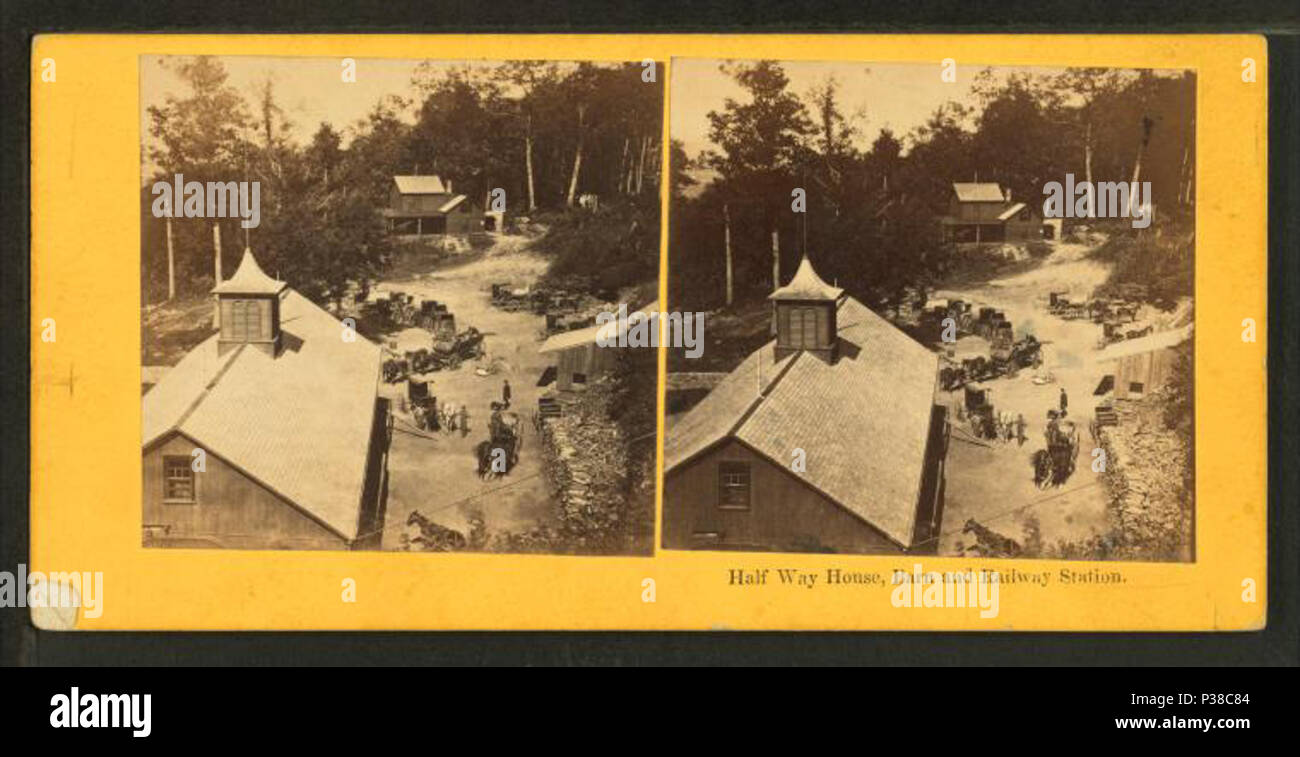 . Half Way House, grange et la gare ferroviaire. Titre alternatif : Burt's vues stéréoscopiques, de Mount Holyoke et environs. Couverture : 1865 ?-1880 ?. Mentions légales Source : 1865 ?-1880 ?. Point numérique publié le 8-31-2005 ; mise à jour 2-12-2009. 136 Half Way House, grange et gare ferroviaire, par Henry M. Burt Banque D'Images