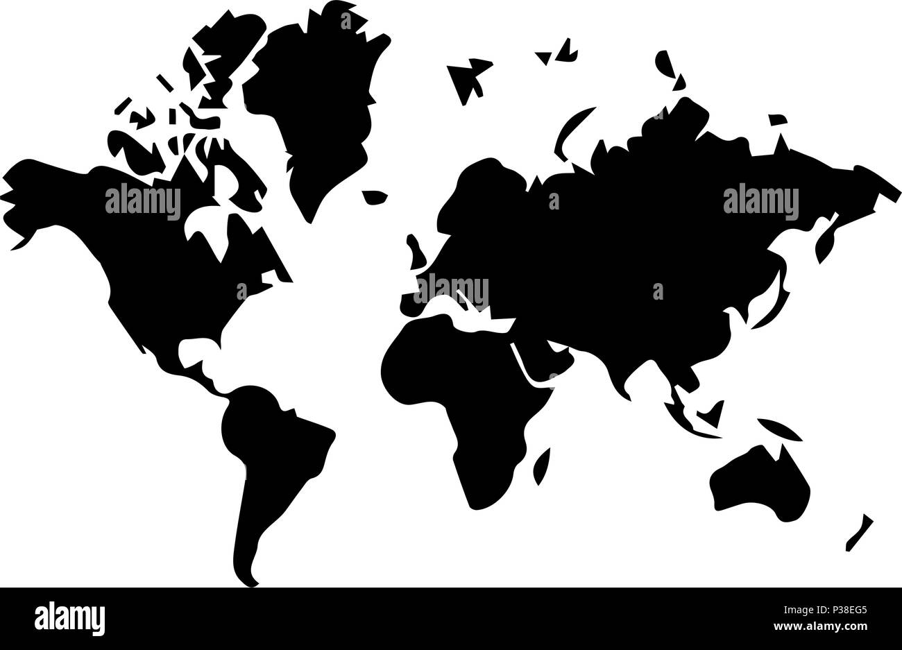 Carte du monde en noir et blanc. L'illustration vectorielle. Illustration de Vecteur