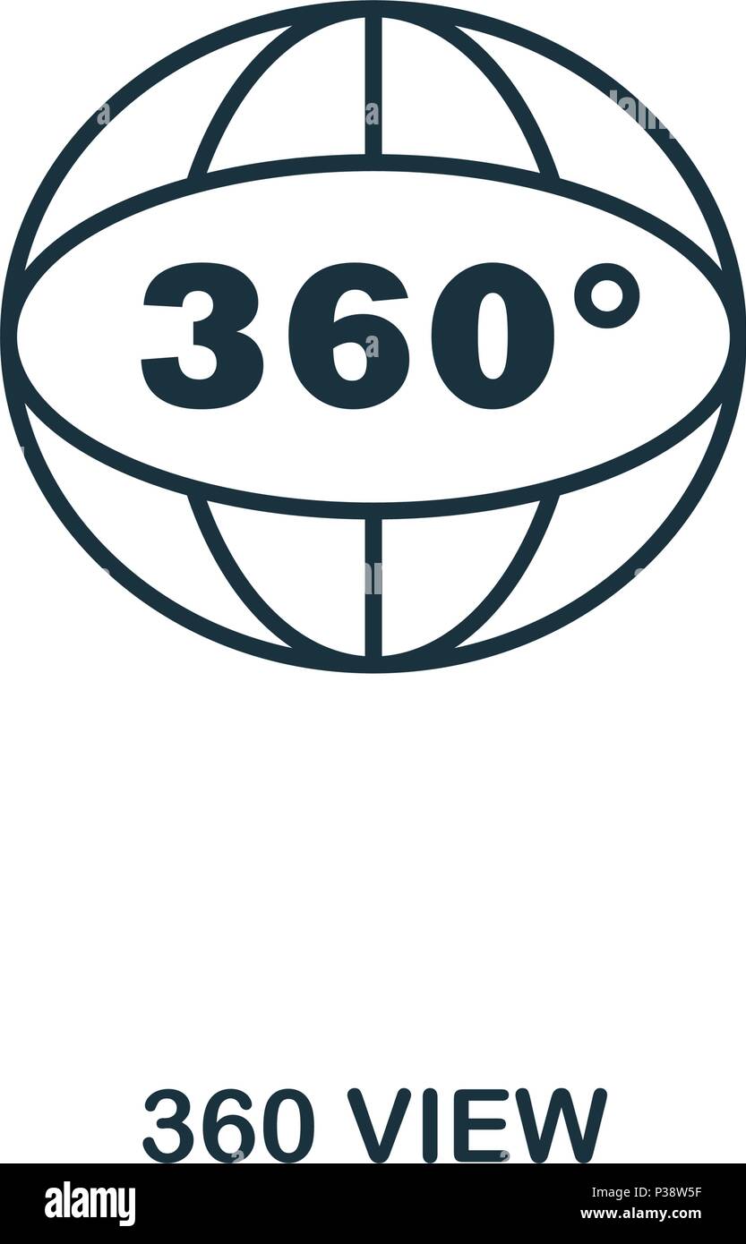 360 Voir l'icône. Application pour mobile, l'impression, l'icône du site web. L'élément simple à chanter. L'icône Vue monochrome 360 illustration. Illustration de Vecteur