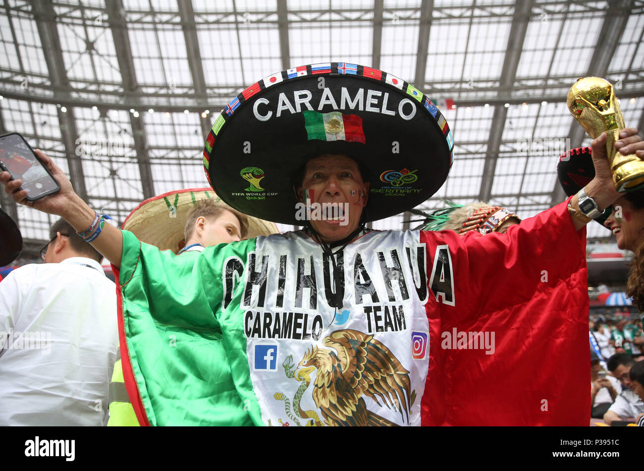 17.06.2018. Moscou, Fédération de : ventilateur mexicain avant la Coupe du Monde de la Russie 2018, Groupe F, match de football entre l'Allemagne v MEXIQUE en stade Luzhniki de Moscou. Banque D'Images