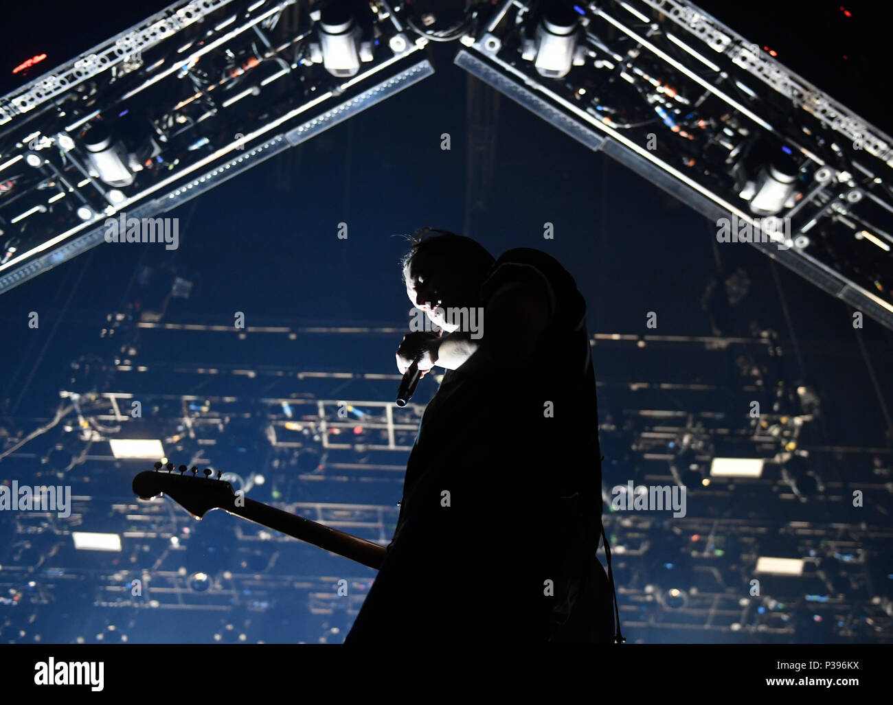 Prague, République tchèque. 15 Juin, 2018. Les concerts du groupe de rock indépendant Arcade Fire à Prague, en République tchèque, le 15 juin 2018. Photo : CTK Michal Krumphanzl/Photo/Alamy Live News Banque D'Images