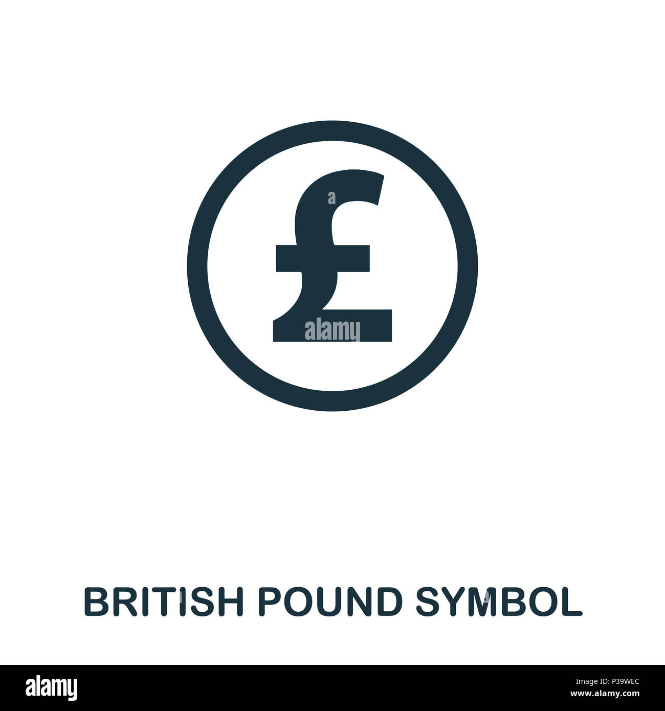 Icône Symbole de la livre sterling. Application pour mobile, l'impression, l'icône du site web. L'élément simple à chanter. Livre britannique icône monochrome symbole illustration. Banque D'Images