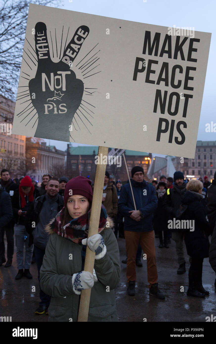 Poznan, Pologne, de manifestation d'étudiants contre la politique de Gleichschaltung Banque D'Images