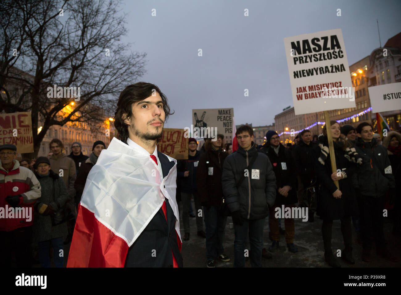 Poznan, Pologne, de manifestation d'étudiants contre la politique de Gleichschaltung Banque D'Images