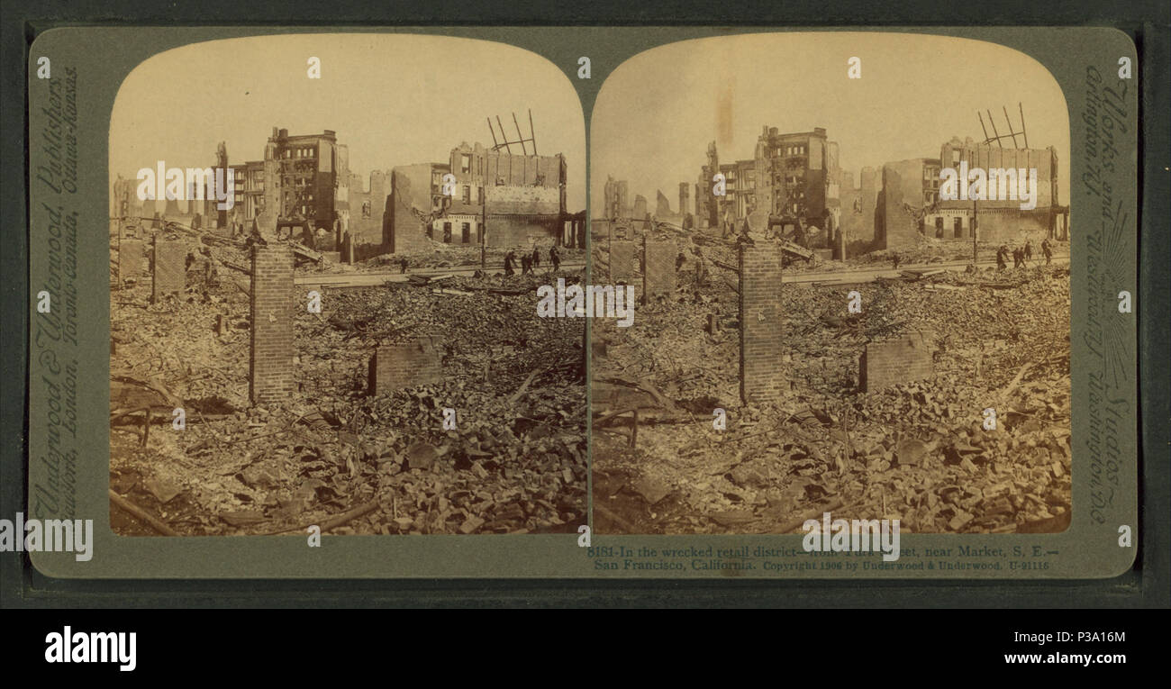 152 dans l'épave du district de détail, de Turk Street, près de marché, S.E., San Francisco, Californie, par Underwood &AMP ; Underwood Banque D'Images