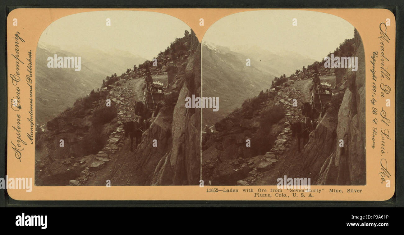. Chargés de minerai provenant de trente-sept' mine, Plume d'argent, au Colorado. Publié : c1901. Référence : c1901. Mentions légales Source : 1865 ?-1905 ?. 10-24-2005 point numérique publié ; mis à jour le 2-12-2009. 164 chargés de minerai provenant de trente-sept "mine", Silver Plume, Colorado, à Robert N. Dennis collection de vues stéréoscopiques 2 Banque D'Images