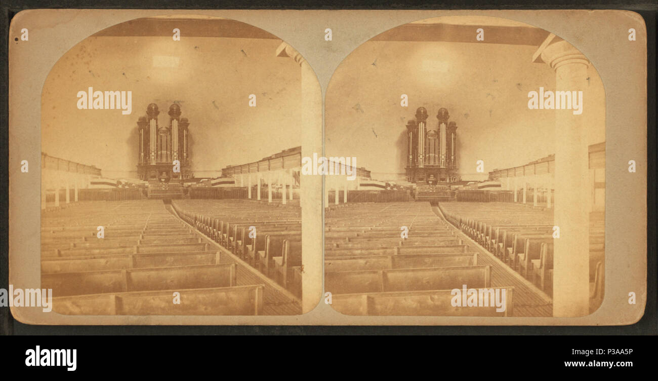 . De l'intérieur, hauteur Mormon Tabernacle orgue de 48 pieds, qui pourra accueillir 12 000 personnes, Salt Lake City. Titre alternatif : Vues du grand Ouest de la rivière Missouri jusqu'à l'océan Pacifique, de l'Utah série. ( ?) . Vue de l'intérieur du Tabernacle de Salt Lake City de l'Église de Jésus-Christ des Saints des Derniers Jours. Couverture : 1863 ?-1880 ?. Mentions légales Source : Salt Lake City, Utah : C. R. Savage, 1863 ?-1880 ?. Point numérique publié le 1-25-2006 ; mise à jour 2-13-2009. 156 de l'intérieur, hauteur Mormon Tabernacle orgue de 48 pieds, qui pourra accueillir 12 000 personnes, Salt Lake City, par Savage, C. R. (Charles Roscoe), 1832-1909 Banque D'Images