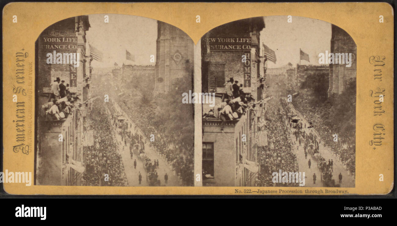 . Japanese Procession dans Broadway. Titre alternatif : paysage américain ; New York City, . Couverture : 1859-1899. 10-24-2005 point numérique publié ; mis à jour le 2-11-2009. Japonais 161 Procession dans Broadway, de Robert N. Dennis collection de vues stéréoscopiques Banque D'Images