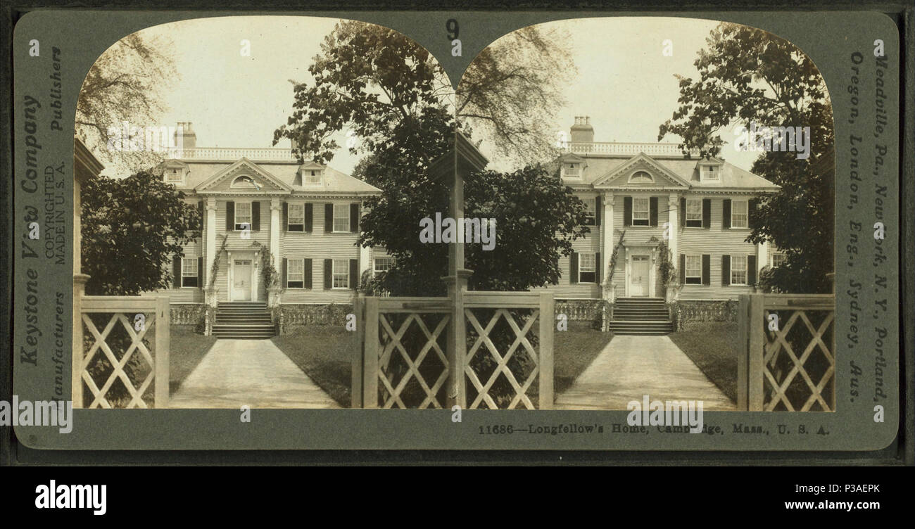 173 accueil de Longfellow, Cambridge, Mass., Etats-Unis, par Keystone View Company 2 Banque D'Images