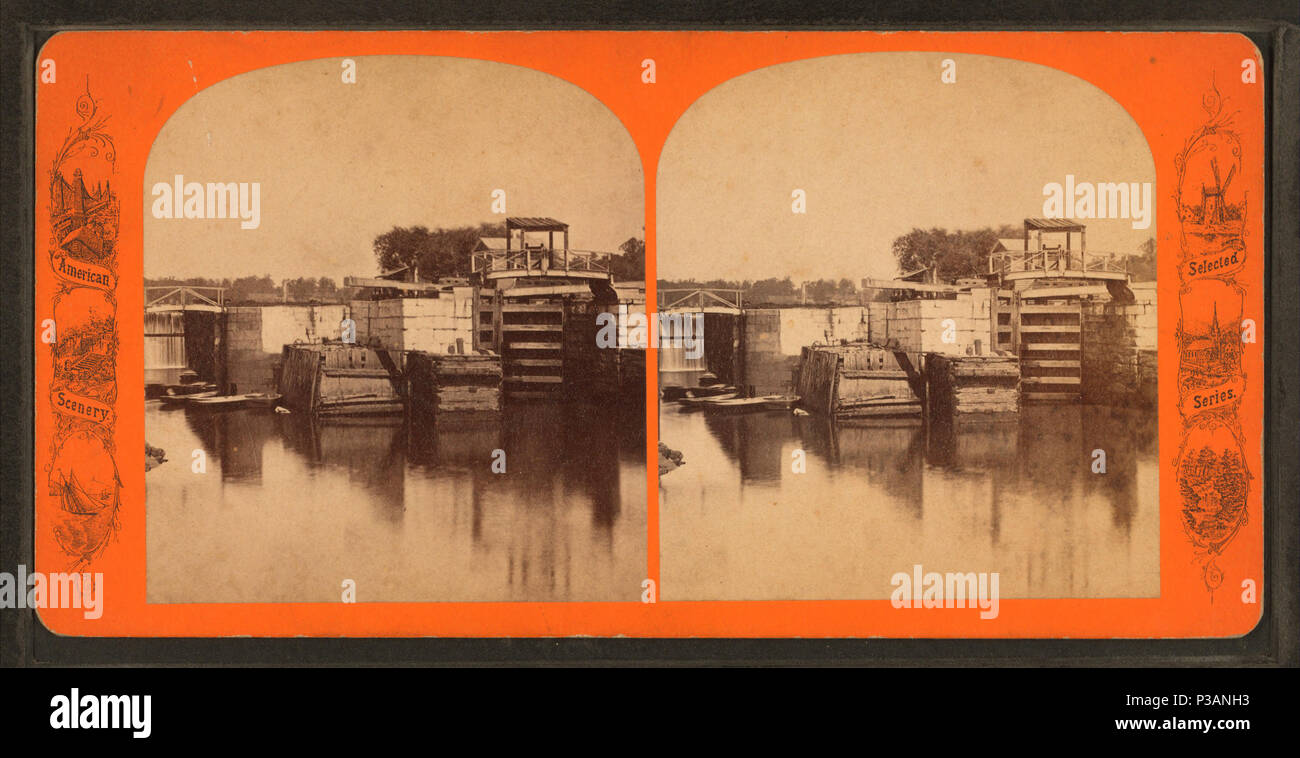 . Serrures sur Schuylkill Canal. Titre alternatif : paysage américain, séries sélectionnées. 53. Couverture : 1860 ?-1910 ?. Mentions légales Source : 1860 ?-1910 ?. Point numérique publié le 8-31-2005 ; mise à jour 2-13-2009. 171 écluses, de Robert N. Dennis collection de vues stéréoscopiques Banque D'Images