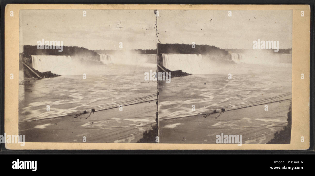183 Man tightrope sur les rapides, les chutes du Niagara, à partir de Robert N. Dennis collection de vues stéréoscopiques Banque D'Images