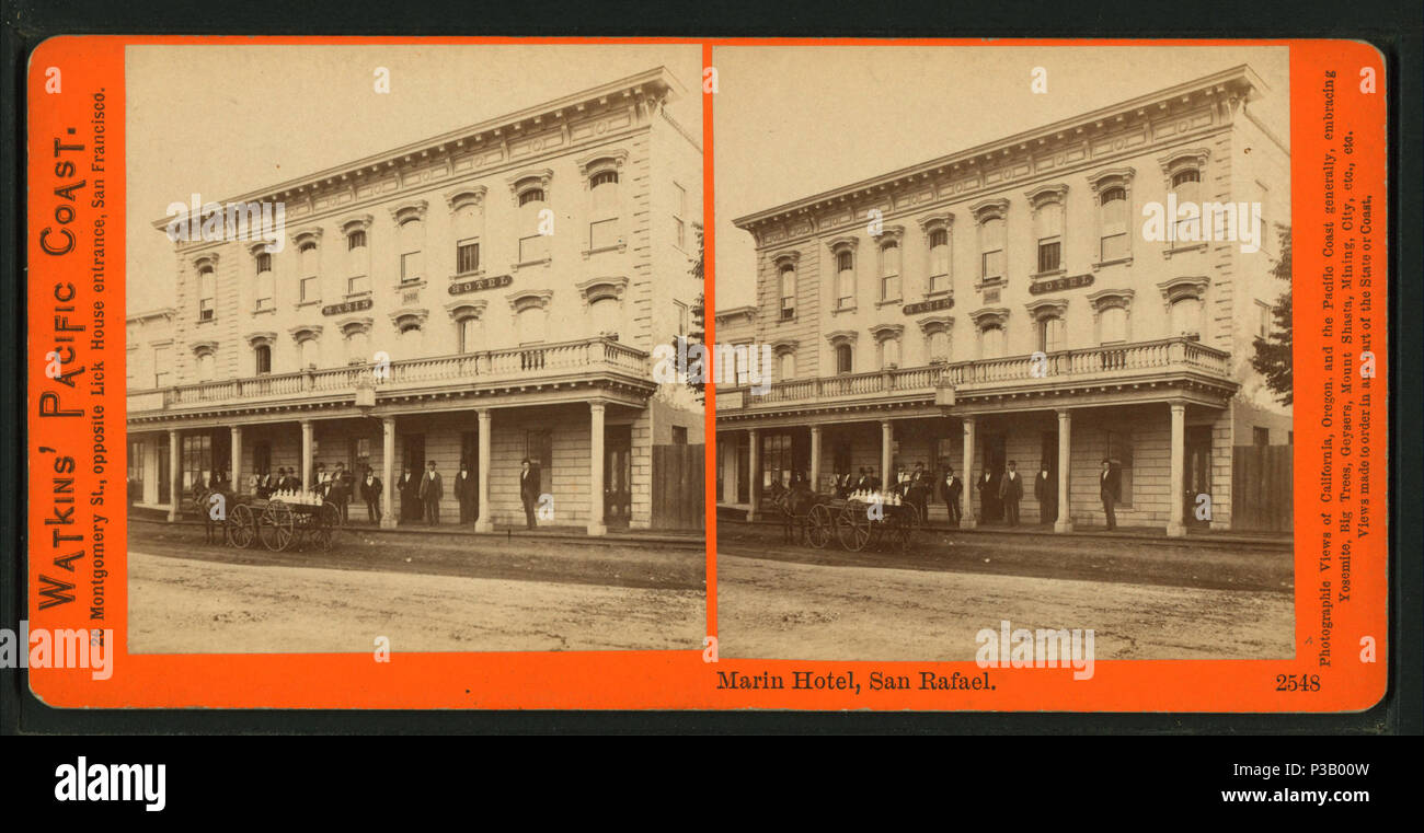 . Marin Hotel, San Rafael. Titre alternatif : Watkins' Côte du Pacifique, non. 2548. Création : 1865-1872. Couverture : 1865-1872. Point numérique publié le 6-30-2005 ; mise à jour 7-21-2008. 185 Marin Hotel, San Rafael, par Watkins, Carleton E., 1829-1916 Banque D'Images